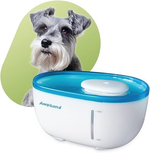Miniatura 1 de Awpland Fuente de agua de aguacate para gatos, fuente de agua automática de 67 onzas  2 l, funciona con pilas, fuente de nivel de agua visible para