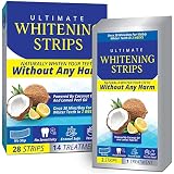 Teeth Whitening Strips for Sensitive Teeth, Tooth Whitening Strips with Coconut and Lemon Peel Oil f