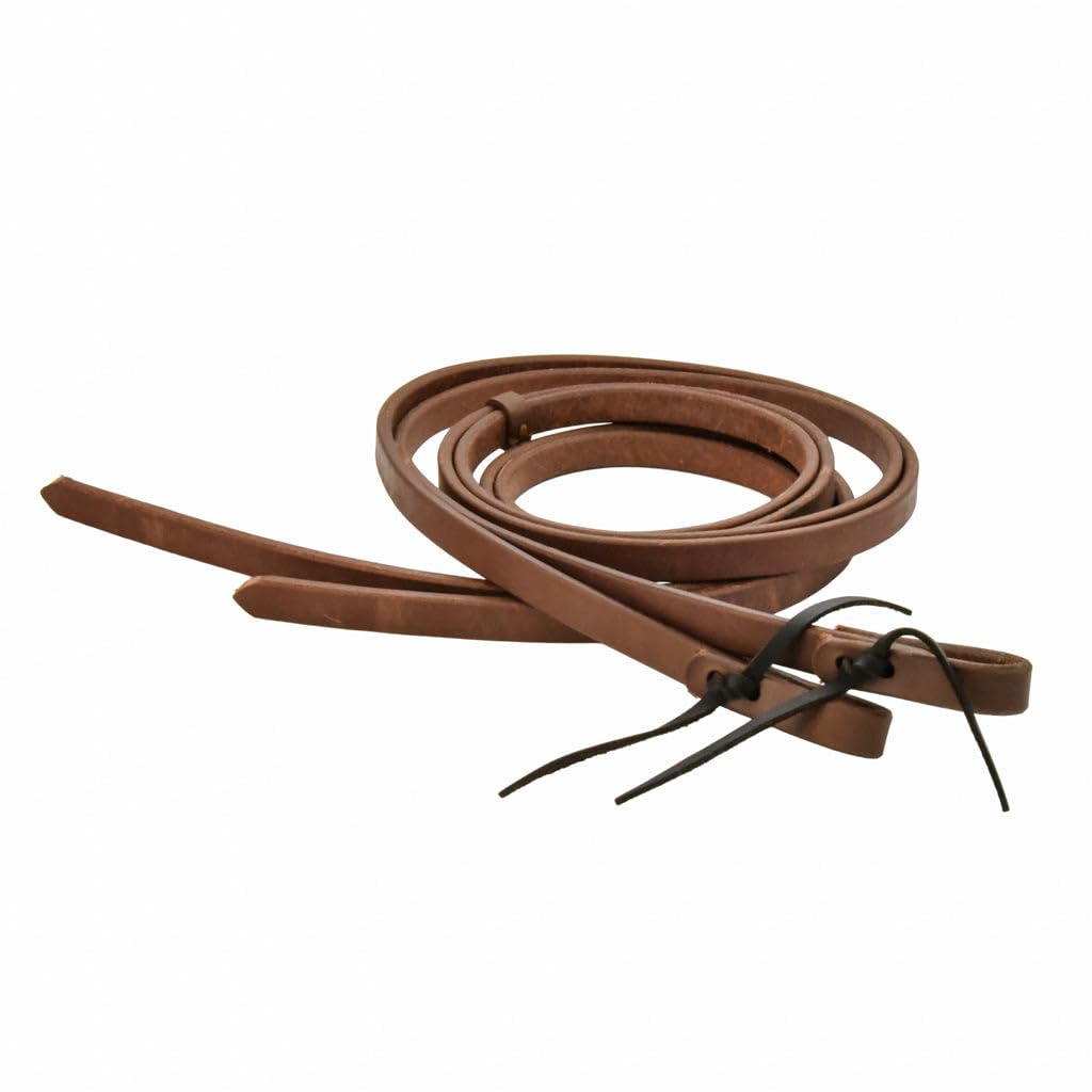 AJ Tack Oiled Harness Leather Split Reins - 3/4in x 8ft