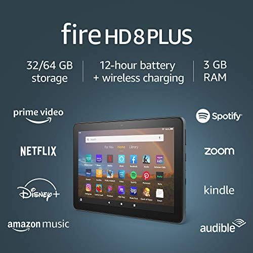 Fire HD 8 Plus tablet, HD display, 64 GB, (2020 release), our best 8" tablet for portable entertainment, Slate, without lockscreen ads