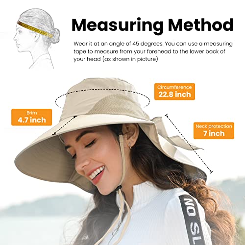 Sun Hats For Women Foldable Flap Cover Upf 50+ Uv Protective Wide Brim Bucket Sun Hat Khaki #TOP3