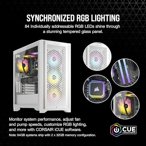 Image of Corsair Vengeance i7500 Series Gaming PC - Liquid Cooled Intel Core i9 14900KF CPU - NVIDIA GeForce RTX 4090 GPU - 64GB Vengeance RGB DDR5 Memory - 2TB M.2 SSD - White