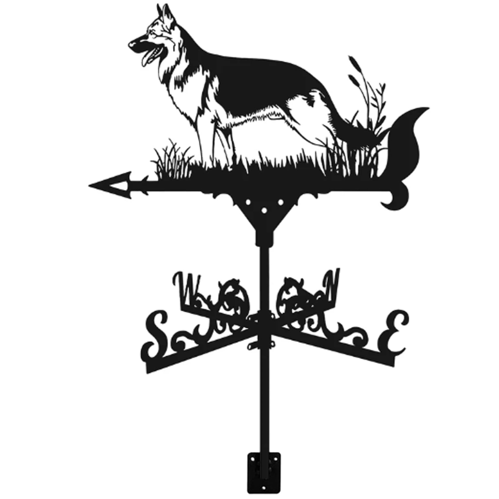 Girouette de toit en fer Chien de Berger 13x22 pouces pour jardin