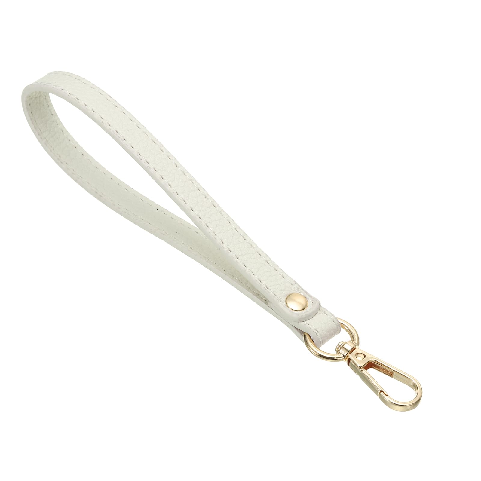 PATIKIL PU Leather Keychain, Key Holder Keyring Strap with Metal Gold Key Ring Lock Anti Lost Clasp for Wallet Purse Clutch, White