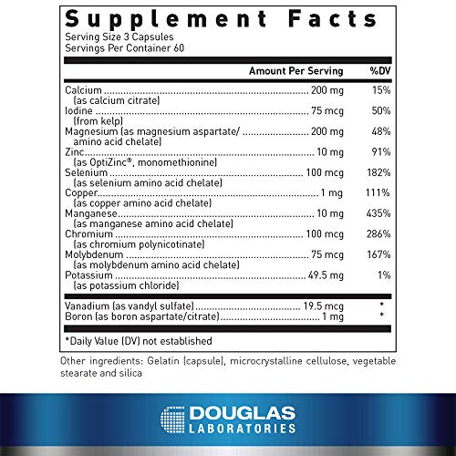 Douglas Laboratories Basic Minerals | Iron Free Mineral/Trace Element Formula to Support Overall Health | 180 Capsules - Thumbnail 2