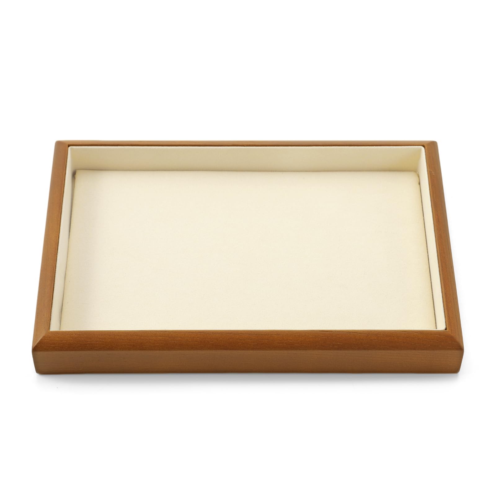 Oirlv Bandejas Planas De Madera Maciza Para Joyas, Apilables, Organizador De Joyas, Joyero (Blanco Crema) | Bandeja de madera compacta. Ideal para cajón, vitrina y uso diario