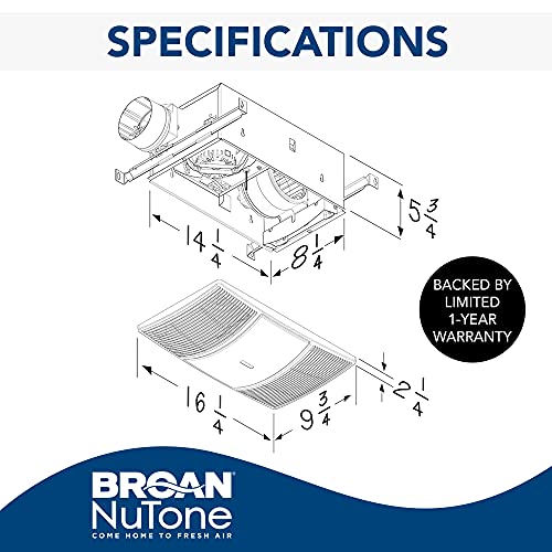 Broan-Nutone Non-Lit Powerheat Bathroom Exhaust Fan And Heater, 80 Cfm, 1.5 Sones, White #TOP1