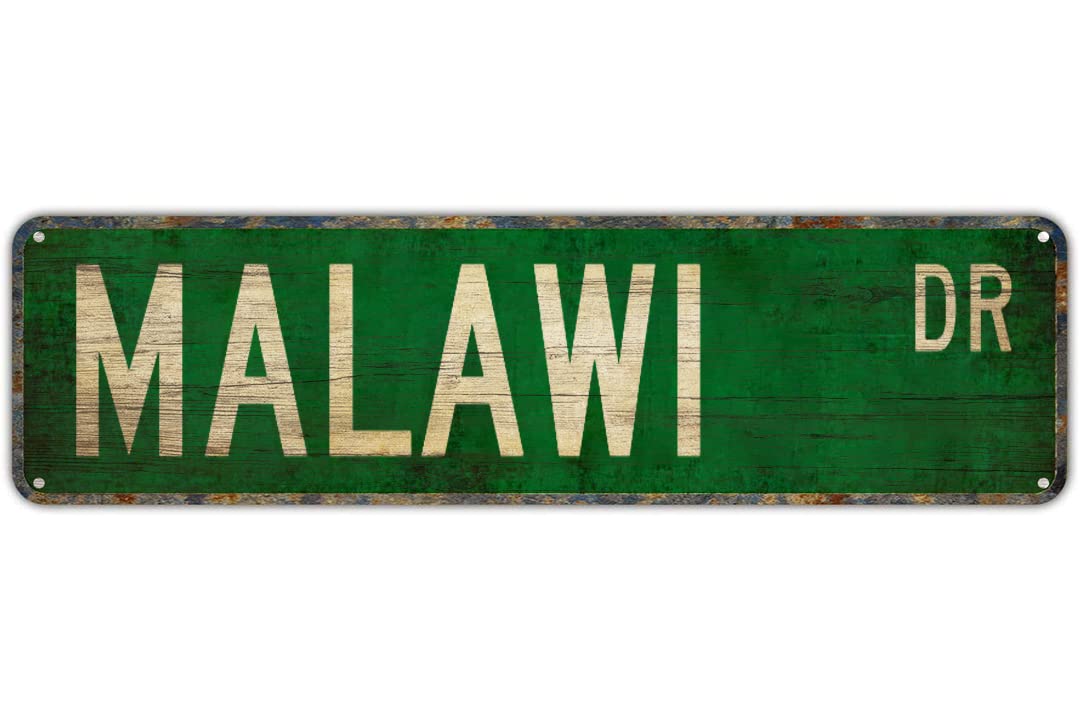 Sitrmgh Sign Vintage Decor Wall S Malawi Malawi Gift Malawi Malawi Visitor Souvenir Tin Metal Street Lane Avenue Street Way Green 16X4 Inches