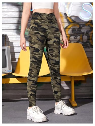 Milumia Girl's Camo Print Leggings High Waisted Active Workout Yoga Pants2