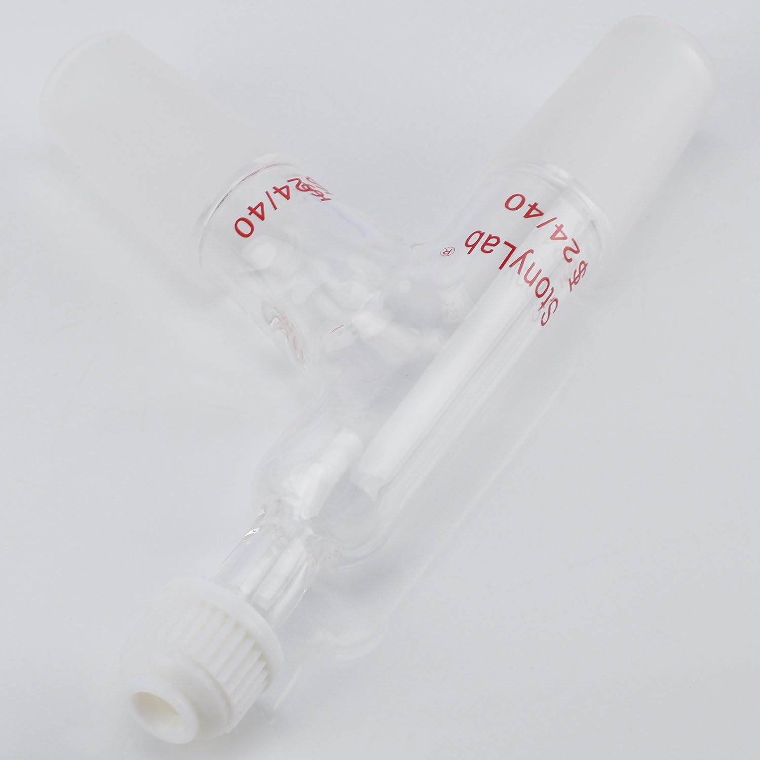 stonylab Adaptateur Distillation de Thermomètre à 3 Voies avec 24/40 Articulation et Bouchon à Vis, 3 Way Distilling Thermometer Adapter pour Appareil de Distillation