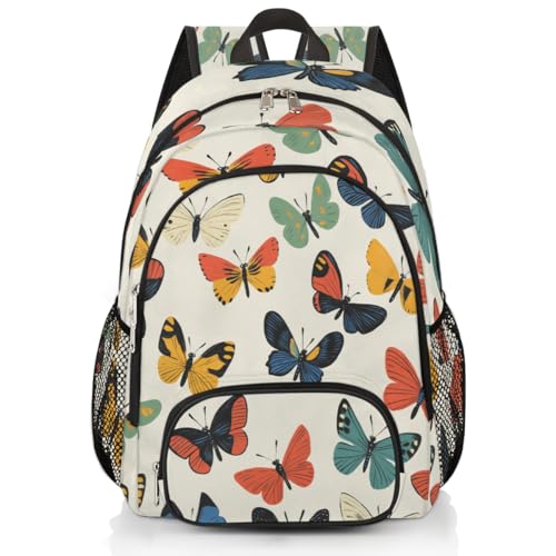 Colorful Butterfly School Backpack for Teen Girls Cute Large Backpack Bookbag Casual Daypack
