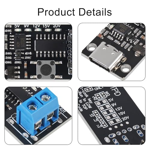 Image of 4pcs 100W 5A USB-C Fast Charge USB-C PD QC DC 5V 9V 12V 15V 20V Adjustable Voltage Power Trigger Module 5A Type-C Female Input (Type-C Female -2P Terminal)