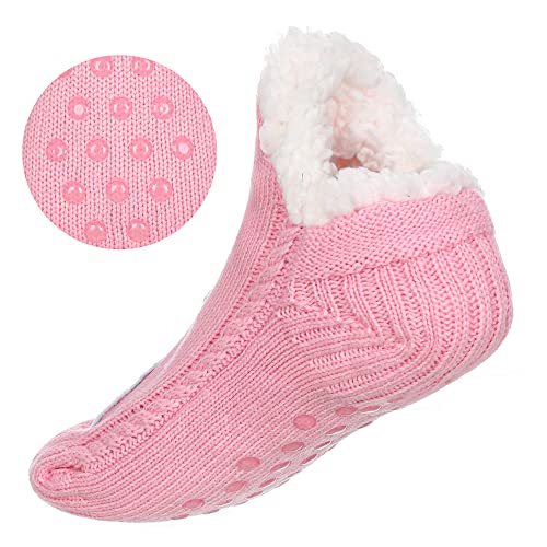 Image of ZYZX Cute Cat Slipper Socks for Women with Grips,Fuzzy Socks Indoor