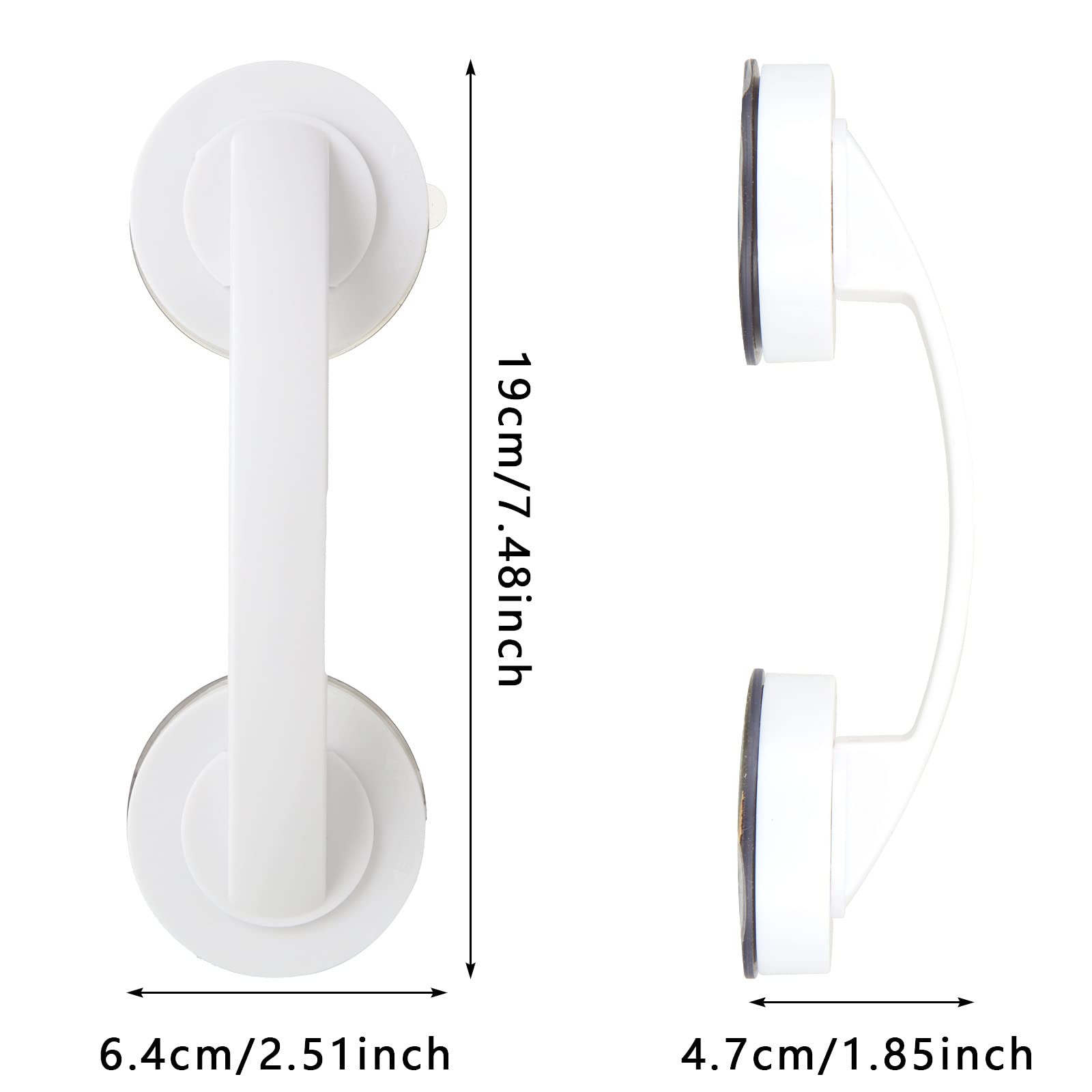 Piezas Barras de Agarre con Ventosa para Baño, Manijas de Agarre de Plástico de 19 cm para Ducha, Manijas de Agarre de Ducha Blancas Antideslizantes para Puerta de Ducha, Habitación, Ventana, Cajón