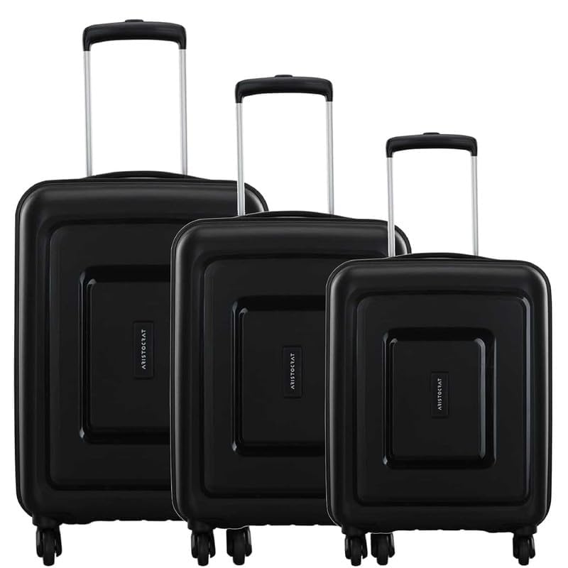 Image of VIP Aristocrat 4 Pc Set Cabin 55 cm (Small),65 cm (Medium),75 cm (Large) 4 Wheels Trolley,52 CM Wheel Duffle Trolley Bag,Hard Case Lightweight Suitcase with 7 Years International Warranty (Black)
