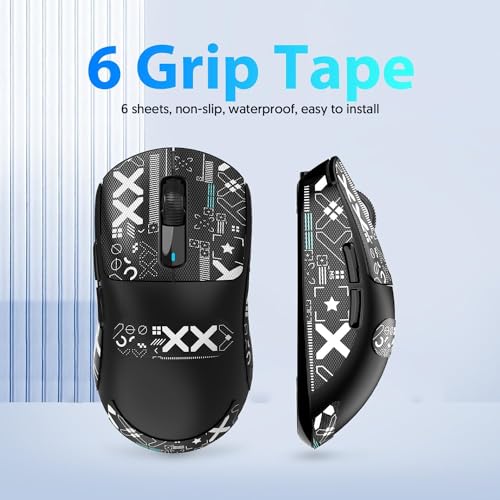 Image of Mouse Anti Slip Grip Tape, Pre-Cut Universal Griptape for Superlight Wireless Gaming Mouse Skins, Sweat Resistant, Elastics Refined Side Grips, Easy to Apply, Ultra-thin 0.5mm (0.02in) - Black