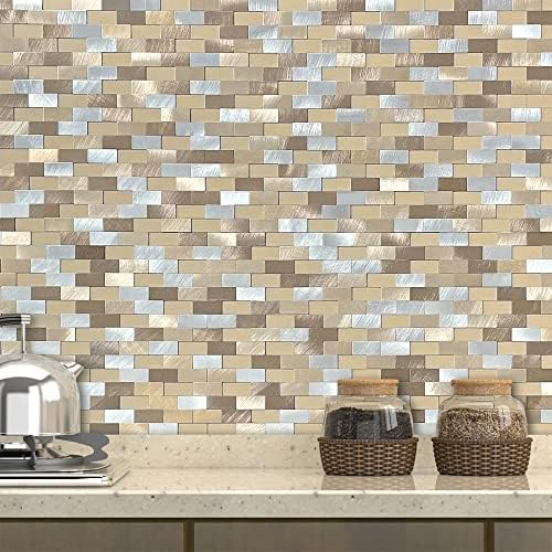 VAOVI Self Adhesive Wall Tiles Kitchen Tile Splashback,3D Tile Wall Sticker Self-Adhesive for Bathroom Mosaic Tiles Brick Waterproof(5sheets,Brown)
