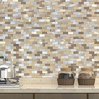 VAOVI Self Adhesive Wall Tiles Kitchen Tile Splashback,3D Tile Wall Sticker Self-Adhesive for Bathroom Mosaic Tiles Brick Waterproof(5sheets,Brown)