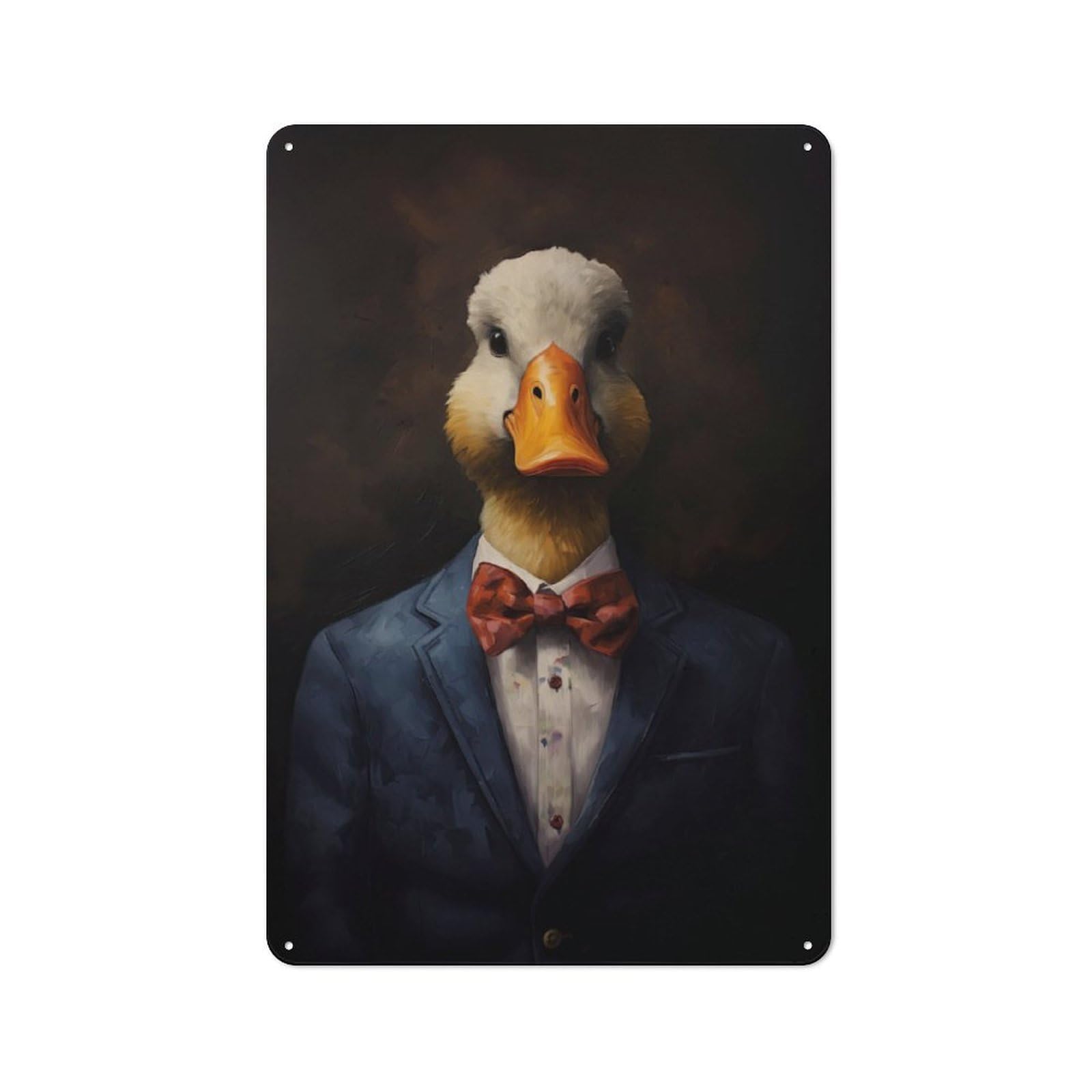 Junmoney Duck In A Suit Retro Metal Plaque 30X20cm For Bar Or Restaurant, Suited To Restaurant Interior Fans
