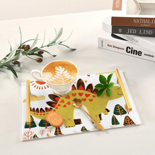 Plateau acrylique dinosaure transparent avec poignées robustes - 7
