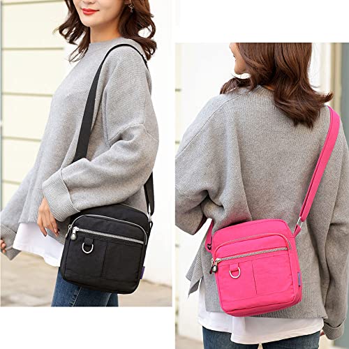 Image of Crossbody Bag Purse For Women Nylon Waterproof Shoulder Handbags Casual Travel Messenger Bag Lightweight Pocketbooks