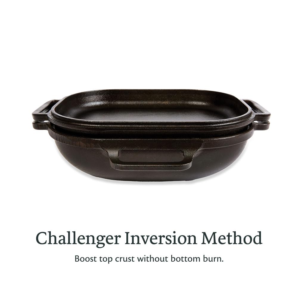 Challenger Pan – Hecho en los Estados Unidos – Sartén de hierro fundido con tapa para hacer pan casero sellado campana de pan invertido juego de horno holandés para hornear