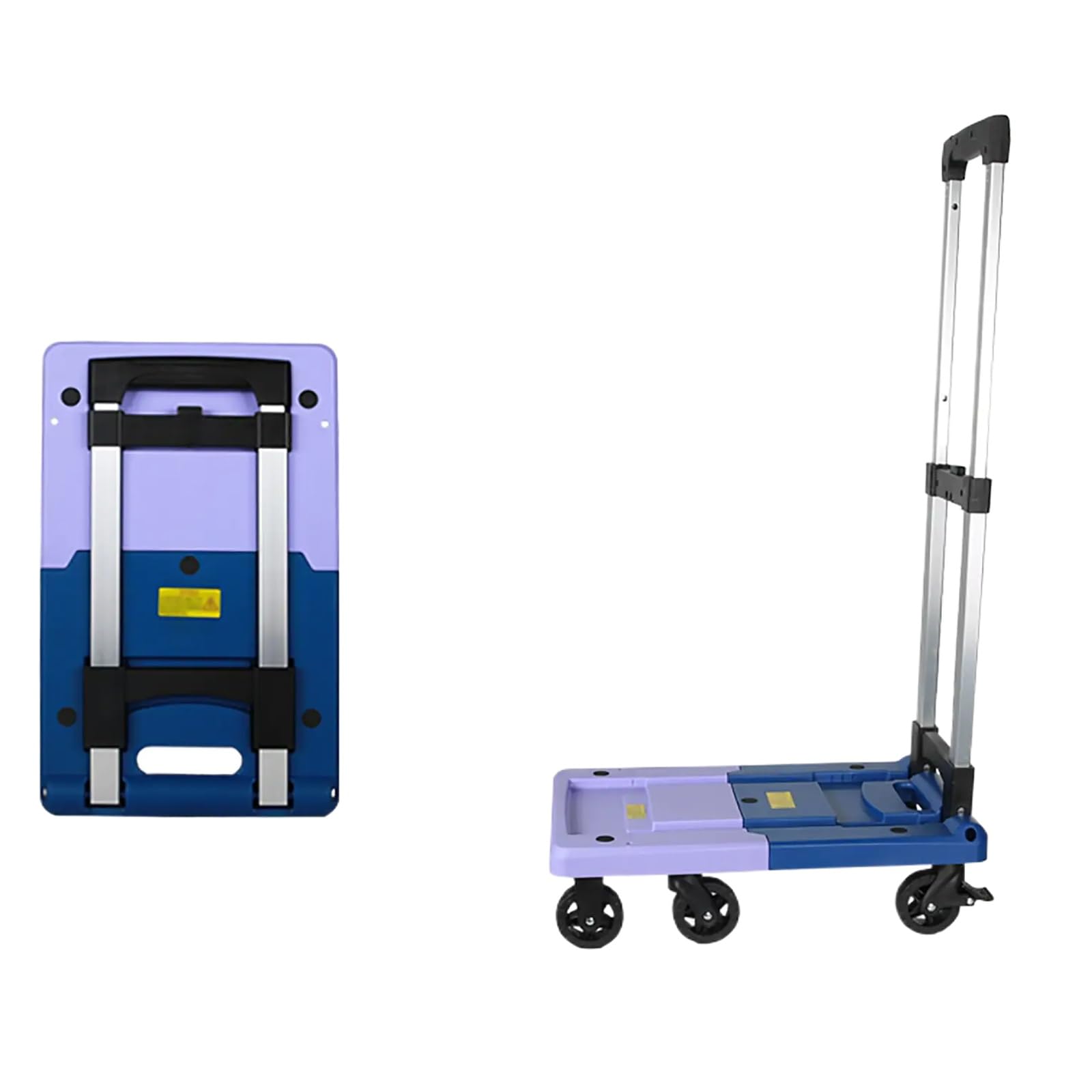 LKLNKVL Handcart, With 6 TPR Wheels, Load Capacity 250kg/550lbs, Suitable for Airport/Home/Garden/Supermarket(Purple,Large)