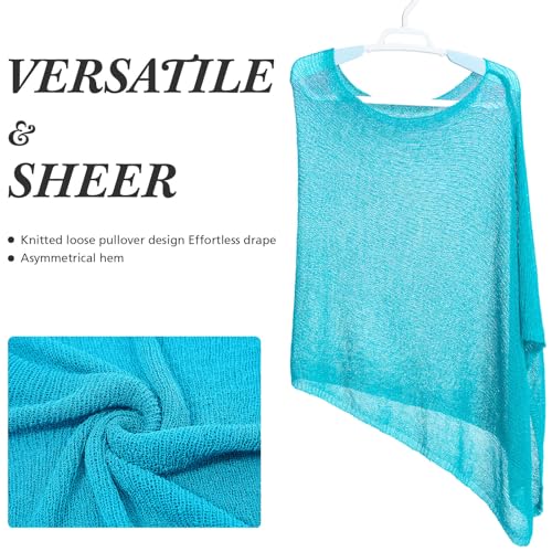 Image of Women Sheer Poncho Shrug Summer Sheer Blouse Top Lightweight Poncho Bolero for Evening Dress