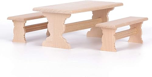 Keenso 112 Casa de muñecas Miniatura Muebles de Madera Mesa Banco Modelo Modelo Accesorio