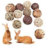 12 Stück Kaubälle, Kleintier Kauspielzeug, Weidenball Spielzeug für Kleintiere, Kaninchen Spielzeug, Grasspielzeug für Kaninchen, Natürliche Bälle Leckereien Geflochten Strohhalm Lustiges Spielzeug