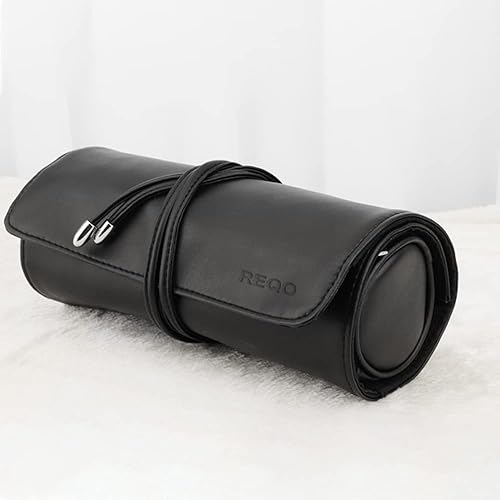 Miniatura 3 de REQO Organizador de brochas de maquillaje con tapa, estuche para brochas de maquillaje a prueba de polvo, negro, bolsa de brochas de maquillaje con