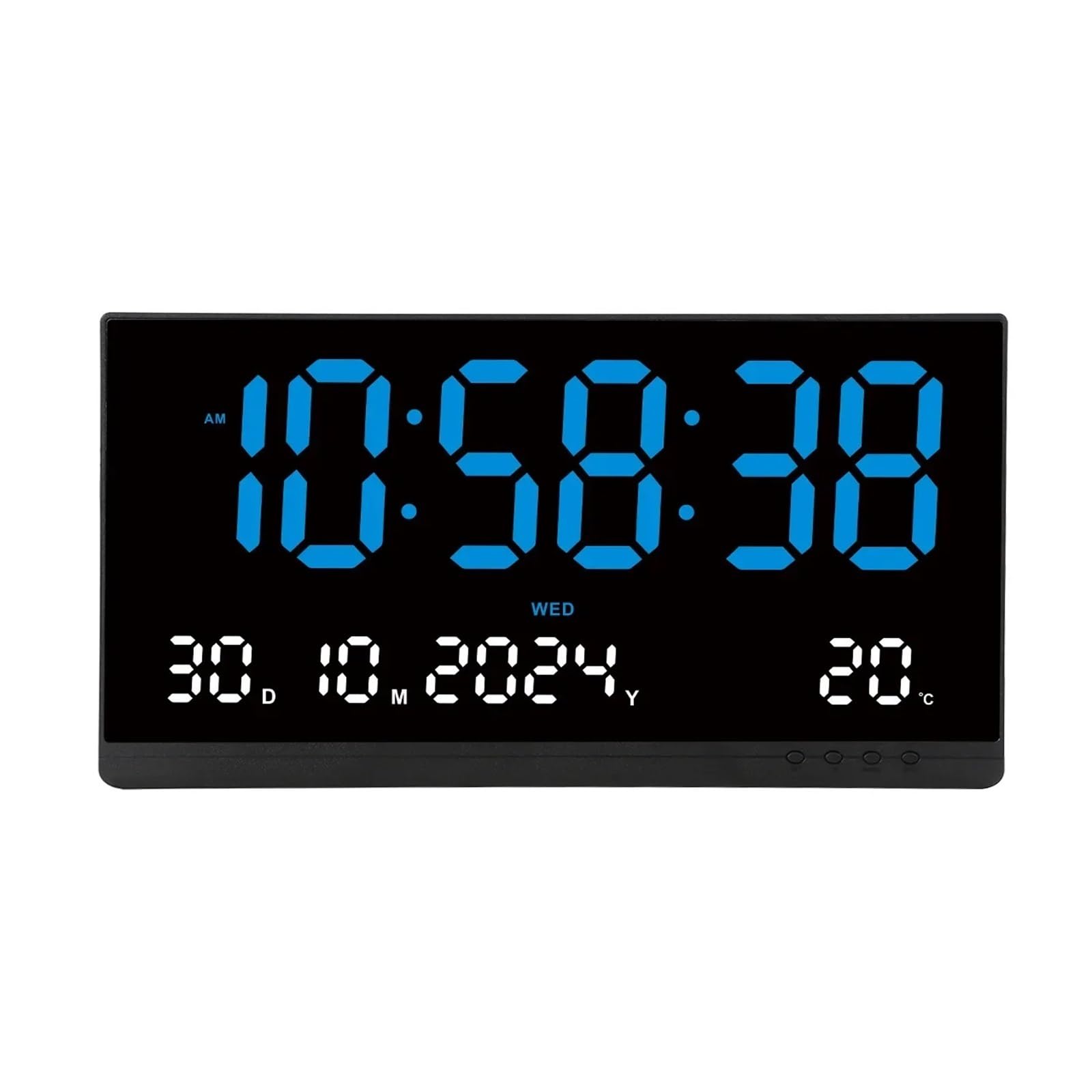 SAeWare Sveglia digitale, grande orologio da parete digitale da 53 cm, alimentato tramite USB, calendario 12/24 ore, ora, giorno, mese, anno, temperatura, sveglia elettronica a LED, per tavolo da