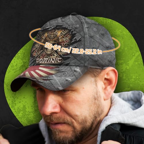 Image of Skull Baseball Cap for Men, Grim Reaper Death Crack Old Metal with Flag, Men's Hat, Adjustable Motorcycle Soft Caps