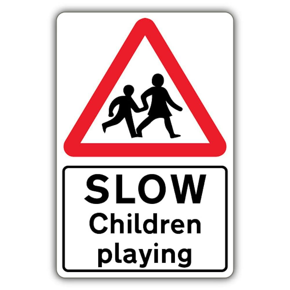 V Safety Slow Children playing - Children Crossing Triangle Safety Sign - 400 x 600 mm - RA1 Reflective 3mm Aluminium Composite