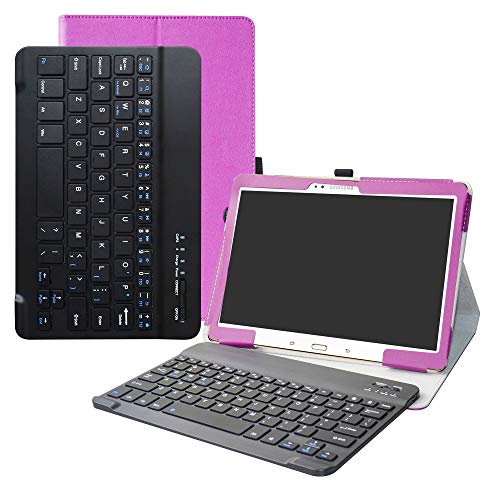 LFDZ Samsung Tab S 10.5 T800 Bluetooth Keyboard Case-Slim Folio PU Leather Stand Case Cover with Removable Magnetic Wireless Keyboard for Samsung Tab S 10.5 T800 10.5-Inch Tablet,Purple