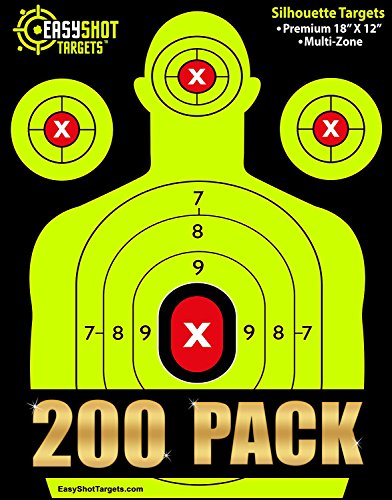 EASYSHOT Shooting Targets 18 X 12 inch. Shots are Easy to See with Our High-Vis Neon Yellow & Red Colors. Thick Silhouette Paper Sheets for Pistols, Rifles, BB Guns, Airsoft, Pellet Guns & More.