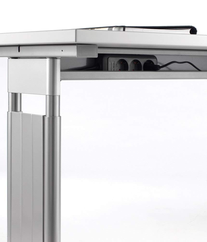 C Fuß Flex Schreibtisch, weiß/Silber, 160 x 80 x 68-82 cm
