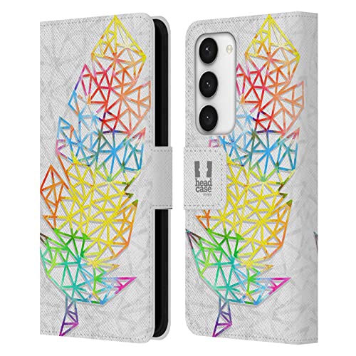 Étui portefeuille Samsung S23 5G Head Case Designs en cuir à plumes géométriques