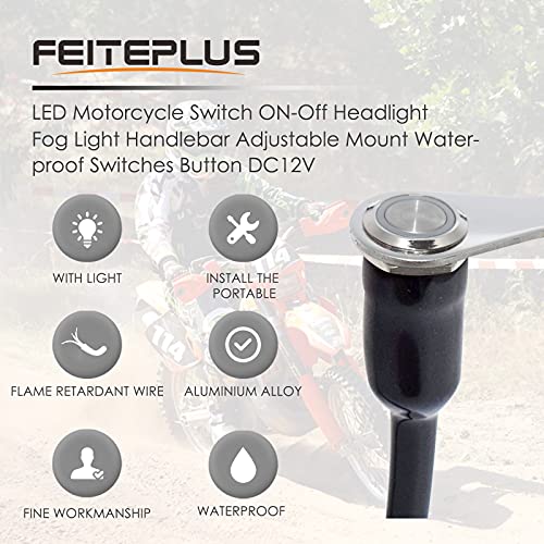 Image of LED Motorcycle Switch ON-Off Headlight Fog Light Handlebar Adjustable Mount Waterproof Switches Button DC12V