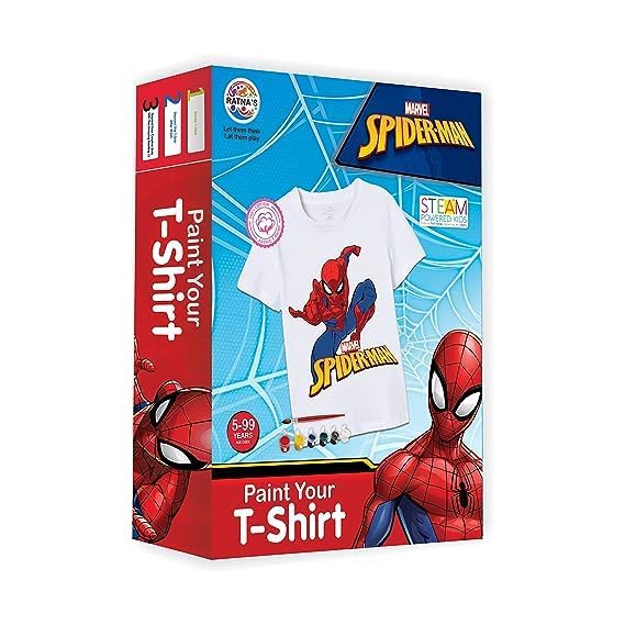 JAPSI Art & Craft DIY Kit for Kids | Paint Your T-Shirt | Free Size T-Shirt for 5-10 Years Kids | Gift for Girls and Boys | Craft Activity Kit for 5+ Year Old (Spiderman Theme) (B0CVL3H6WJ) Amazon Price History, Amazon Price Tracker
