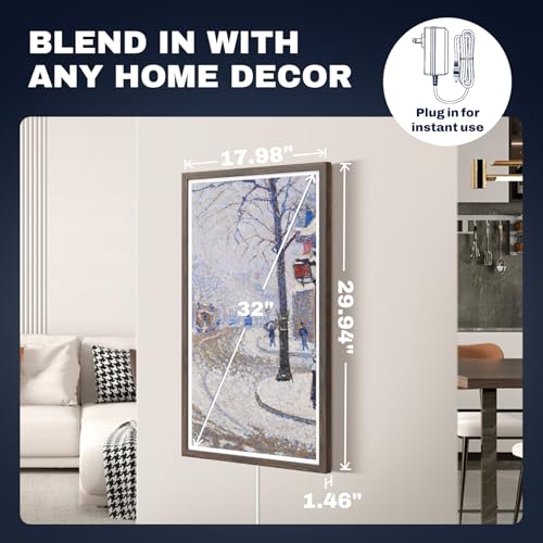 Image of Extra Large Digital Picture Frame 32 inch, 1920x1080 FHD IPS WiFi Digital Photo Frame with Remote, 64GB Storage, Auto-Rotate, Instantly Share Photo /Video via Apps /Email, Dark Wood Pattern