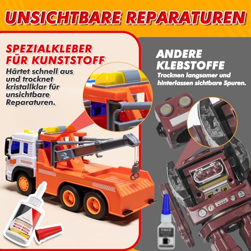 Kunststoffkleber 35g, Extra stark Spezialkleber Kunststoff, wasserfest, hitzebeständig & transparent Plastik Sekundenkleber für Kunststoff, Acrylglas, Modellbau