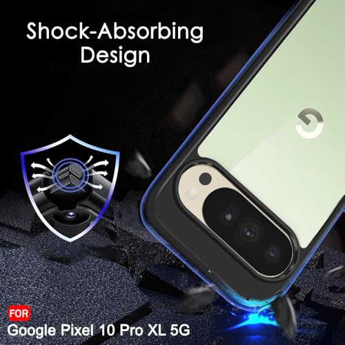 Image of KAPAVER Hybrid Shock Proof Series Back Cover Case Compatible with for Google Pixel 10 Pro XL (PC+TPU) (Black)
