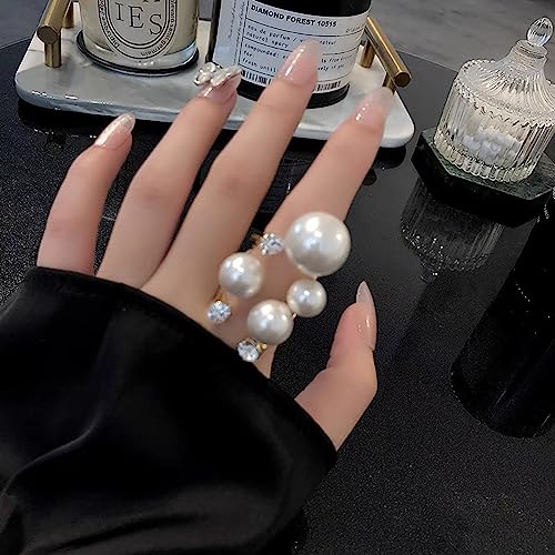 Pearl Ring for Women Promise Stacking Pearl Rings Adjustable Open Pearls Finger Ring Trendy Personality Christmas Pearls Jewerly Prom Dress Jewerly4