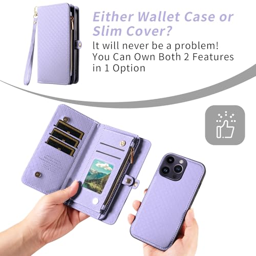 Coque iPhone 14 Pro Max Asuwish avec fermeture éclair et protège-écran