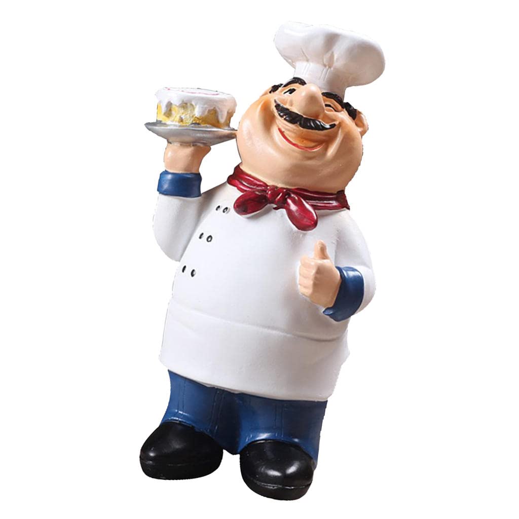 HomeDecTime Resin Decorative Ornaments,Kitchen Decor,Cook Statue,French Chef Figurines - Cake