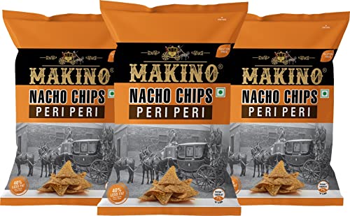 Image of Makino - Nacho Chips Peri Peri Flavour 150 Gram | Tortilla | Healthy | Tasty Savoury Snack | Delicious Nacho Chips | Low Calorie - Pack Of 3