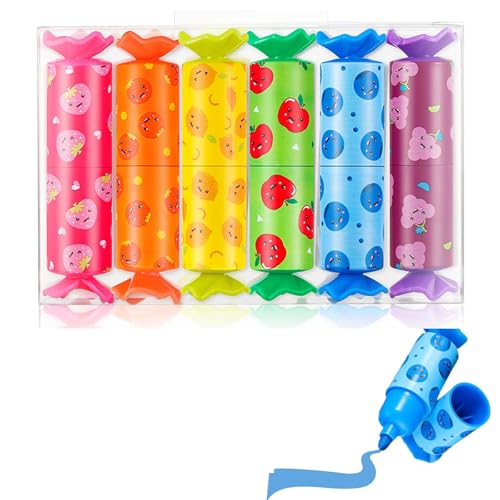 Lot de 6 Mini Stylos Surligneurs en Forme de Bonbon, Stylo Kawaii, Surligneur Pastel, Fluos Surligneurs, Papeterie Kawaii, Truc pour Anniversaire, Dessin, Poster,...
