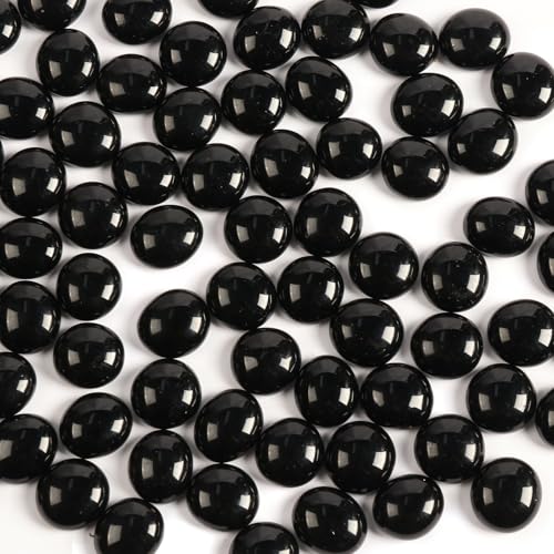 Glass Marbles, Mini Flat Glass Beads~100 PCS for Vase Fillers, Floral Bottom Mancala Gems Pebbles Fish Tank Rocks for Table Aquarium,Home Decor Art Craft Supplies (Black, 5 LB) Deal