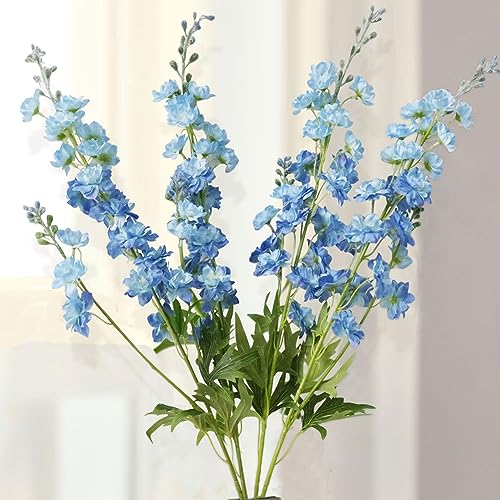Jinwoe 005 4Pcs Blue Delphinium Artificial Flowers thumb #8